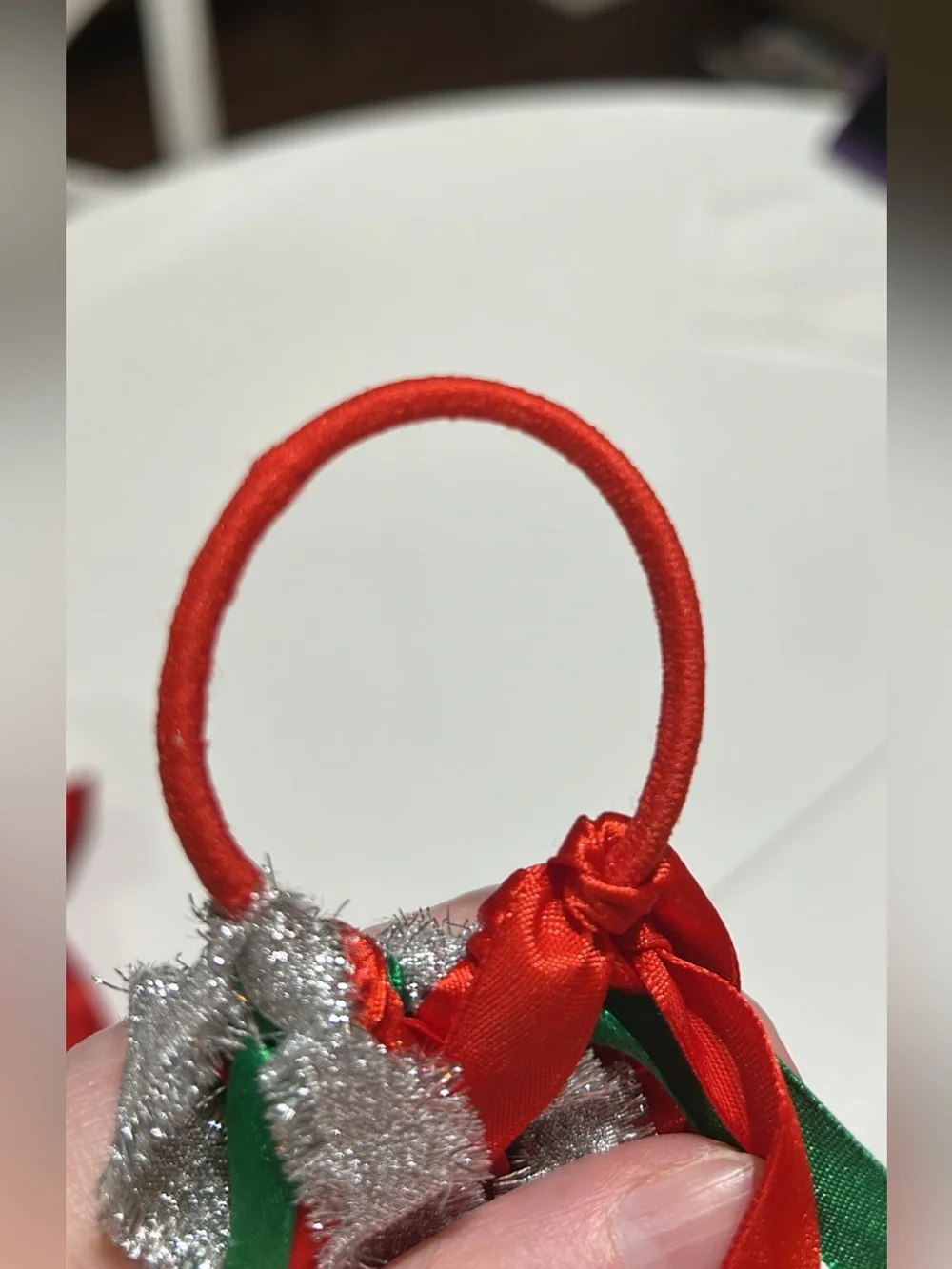 Santa Bow barrette (NEW) & Christmas Ribbon Hair Tie Hair Girls Accessory Set